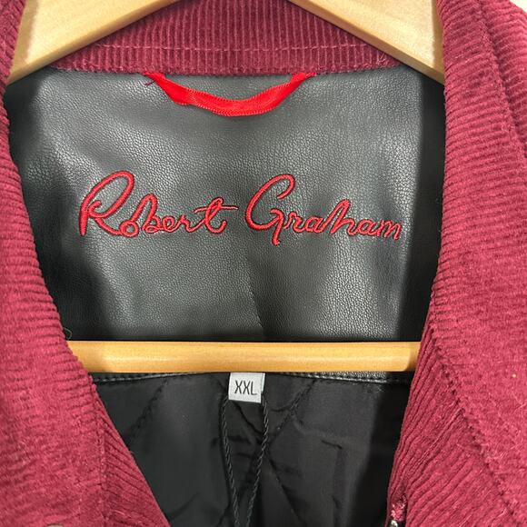 ROBERT GRAHAM Corduroy Shirt Field Jacket Burgundy Red Sz XXL - Picture 6 of 8